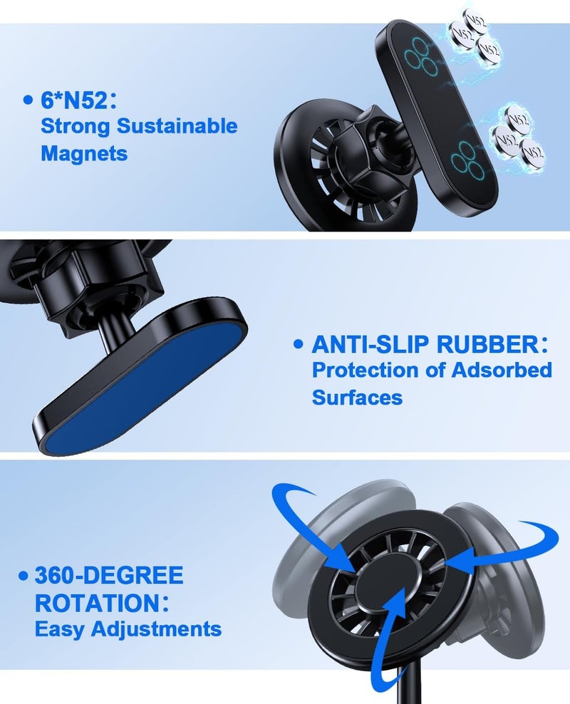 UBeesize Gym Magnetic Phone Holder, 1-Sec Install 360° Adjustable Ball Joint and Durable Base, Dual Magnetic Phone Mount with Smartphones, Works on Any Surface (Metal Plate and Ring Included) - Image 4